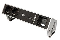 Systém DESK 2, 2x zásuvka DE, zdroj (2x USB), 1x volné, stříbrný (902.428)