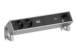 Systém DESK 2, 2x zásuvka DE, zdroj 60W (USB C), 1x volné, stříbrný (902.906)