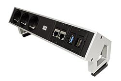 Systém DESK 2, 3x zásuvka DE, 2x RJ45 kat. 6, 1x USB 3.0, 1x HDMI, stříbrný (902.502)