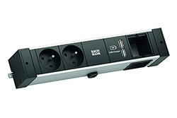 Systém DESK RAIL 2x zásuvka CZ, zdroj 15W (2x USB A), 1x volné (941.002)