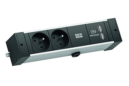 Systém DESK RAIL 2x zásuvka CZ, zdroj 15W (2x USB A) (941.102)