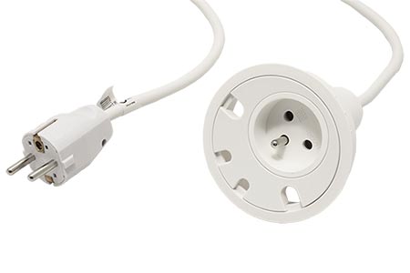 Systém LOOP IN, 1x zásuvka CZ, 4x průchodka, kabel 2m CEE7/7, bílý (938.102)
