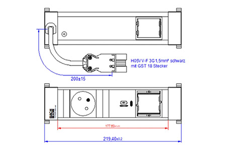 Systém POWER FRAME, box pro 3 moduly, 1x zásuvka CZ, zdroj 30W (USB C), 1x volné (916.529)