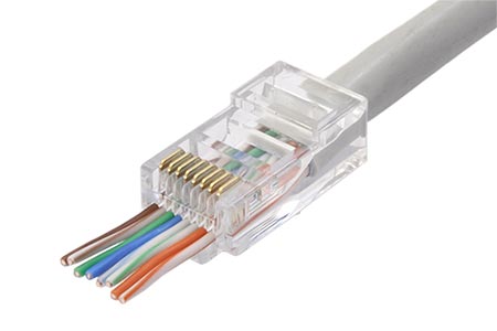 Univerzální konektor RJ45 kat. 5e nestíněný, EASY, průchozí, 100 kusů (SXRJ45-5E-UTP-EASY)