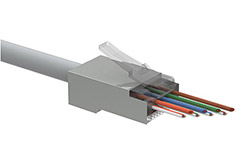 Univerzální konektor RJ45 kat. 5e stíněný, EASY, průchozí, 100 kusů (SXRJ45-5E-STP-EASY)