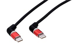 USB 2.0 kabel USB C(M) - USB C(M), lomené otočné konektory, svítící, 60W, 2m