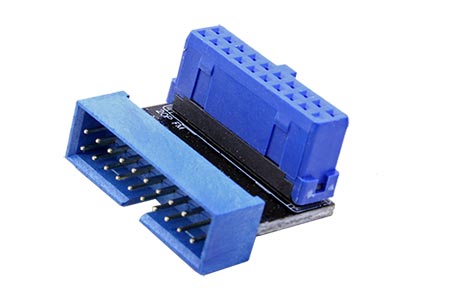 USB 3.0 redukce na základní desku, 20pin(M) - 20pin(F), lomená nahoru