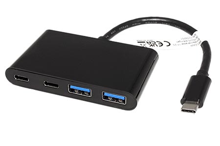 USB 5Gbps Hub, USB C(M) - 2x USB3.0 A(F) + 2x USB C(F), 17cm