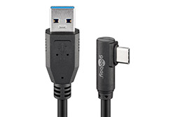 USB 5Gbps kabel USB3.0 A(M) - USB C(M) lomený, 1m, černý