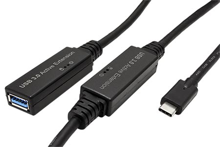 USB 5Gbps (USB 3.0) aktivní prodlužovací kabel USB C(M) - USB3.0 A(F), 10m