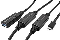 USB 5Gbps (USB 3.0) aktivní prodlužovací kabel USB C(M) - USB3.0 A(F), 20m