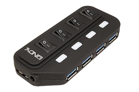 USB 5Gbps (USB 3.0) Hub, 4x USB3.0 A(F), s vypínáním portů