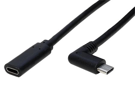 USB 5Gbps (USB 3.0) kabel prodlužovací, USB C(M) USB C(F) lomený, 1m, černý