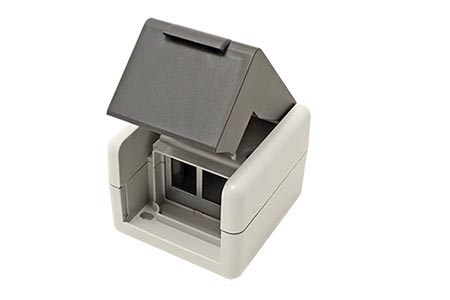 Zásuvka na omítku pro 2x Keystone modul, IP44, šedá